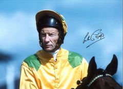 Lester Piggott Signed 16 x 12 inch horse racing photo. Good Condition. All autographs are genuine