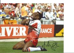 Rugby League Martin Offiah 10x8 Signed Colour Photo Pictured Moments After Scoring His Iconic Try