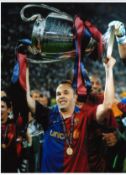 Andrés Iniesta Barcelona Signed 16 x 12 inch football photo. Good Condition. All autographs are