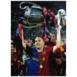 Andrés Iniesta Barcelona Signed 16 x 12 inch football photo. Good Condition. All autographs are