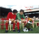 Alex Stepney Man United Signed 16 x 12 inch football photo. Good Condition. All autographs are