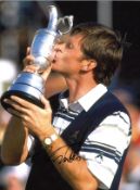Nick Faldo Signed 16 x 12 inch golf photo. Good Condition. All autographs are genuine hand signed