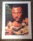 Joe Frazier boxing champion signed 16 x 12 Leon Evans Smokin Joe colour print also signed by the