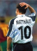 Lothar Matthäus Germany Signed 16 x 12 inch football photo. Good Condition. All autographs are