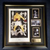 Boxing Muhammad Ali 30x29 mounted and framed print signed in pencil by the Greatest and the artist