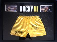 Boxing Sylvester Stallone Rocky III 26x34 framed and mounted Rocky Boxing Shorts superb display