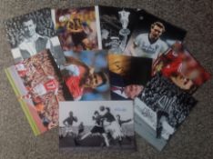 Football collection 10 assorted signed photos from some well-known names such as Frank Clarke,