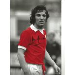 Lou Macari 12x8 Signed Colour Enhanced Photo Pictured In Action For Manchester United. Good