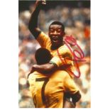 Pele signed 6 x 4 inch colour goal celebration photo. Good Condition. We combine postage on multiple