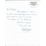 R Hulbert 601 Sqn Battle of Britain handwritten letter to BOB historian Ted Sergison regarding