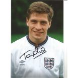 Tony Cottee 12x8 Signed Colour Photo Pictured On England Duty. Good Condition. We combine postage on