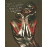 Shirley Eaton signed James Bond Goldfinger colour 10 x 8 inch photo, rare she has added screen