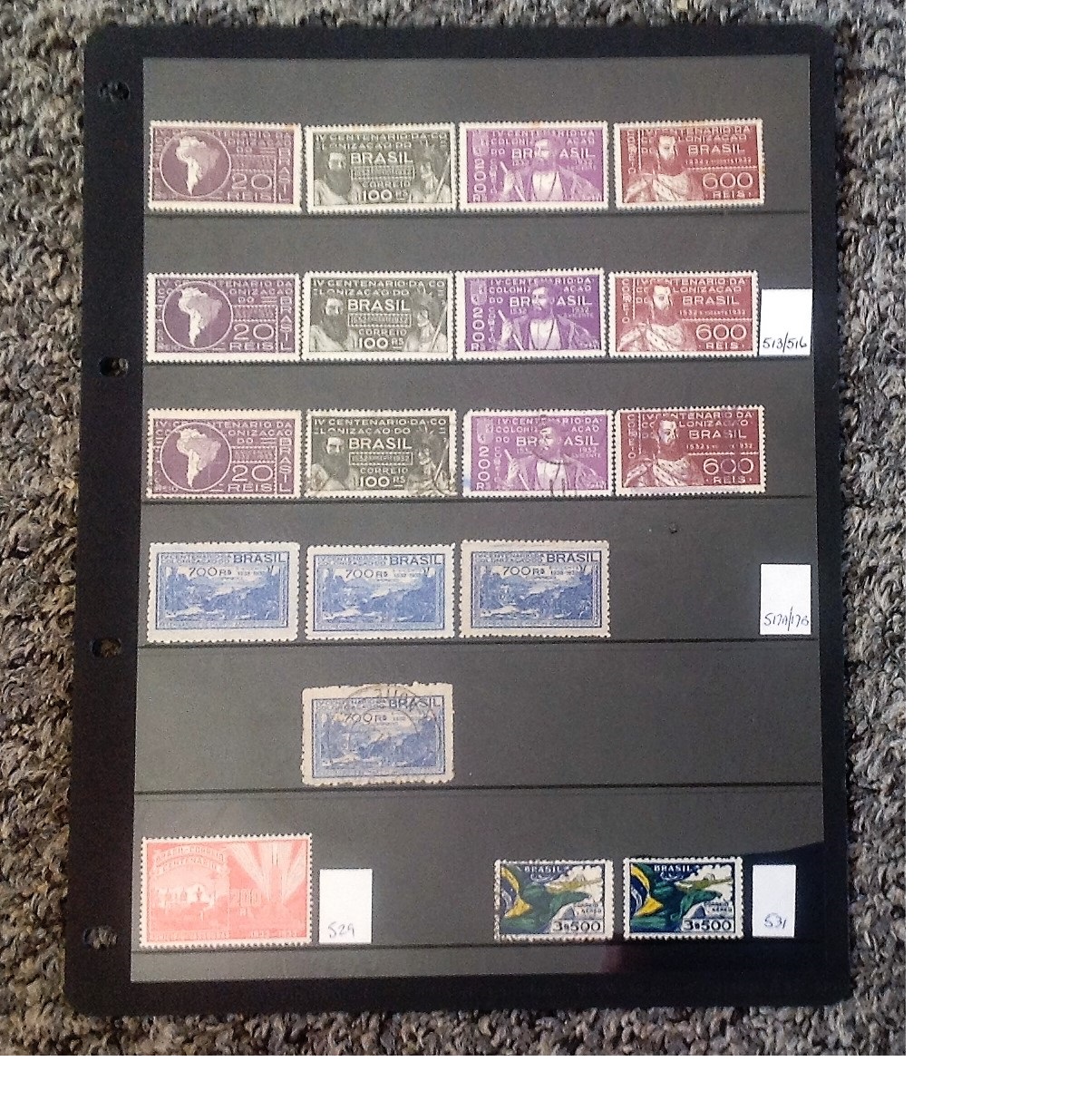 1932 Brazil stamp collection on stock card. 19 stamps. Cat value £210. Good Condition. We combine