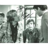 David Barry and Peter Cleall Please Sir cast authentic signed 10x8 b/w photo. Good Condition. We