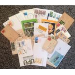 Glory collection. Includes GB and World old stamped postcards. Stamps on backing paper, covers and