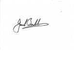 Jack Brabham signed 5x3 white card. Jack Brabham was an Australian racing driver who was Formula One