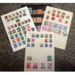 World stamp collection on album pages. Includes Colombia, Mozambique and Austria. Assorted used