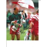 Bruce Grobbelaar 10x8 Signed Colour Photo Pictured Celebrating With The FA Cup While Playing For