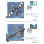 Set of 4 Architects of the Air FDC collection each with different stamp. Mosquito, Gloster Meteor,
