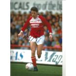 Peter Davenport 12x8 Signed Colour Enhanced Photo Pictured In Action For Manchester United. Good