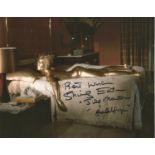 Shirley Eaton signed James Bond Goldfinger colour 10 x 8 inch photo, rare she has added screen