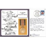 R A C Awcock MM and another signed The Award of the Military Medal FDC. 10p Jersey stamp