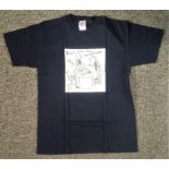 Roger Lloyd Pack signed T-shirt with cartoon of Lloyd-pack and Martin Freeman on front. Good