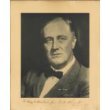 President Franklin D Roosevelt signed superb head and shoulders length black and white sepia toned