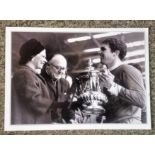 Ron Yeats signed 16x12 b/w photo receiving the FA cup from the Queen 1965. Good Condition. We