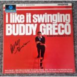 Buddy Greco signed I like it swinging 33rpm record sleeve. Record included. Good Condition. We