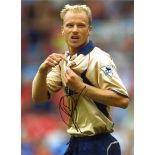 Dennis Bergkamp Arsenal Signed 16 x 12 inch football photo. Good Condition. We combine postage on