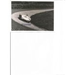 Motor Racing Hans Herrmann signed scarce 6 x 4 b/w photo of him racing his Porsche at Nurburgring