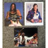 Lot of 3 WWF / WWE Wrestling hand signed 10x8 photos. This beautiful set of 3 hand-signed WWF /