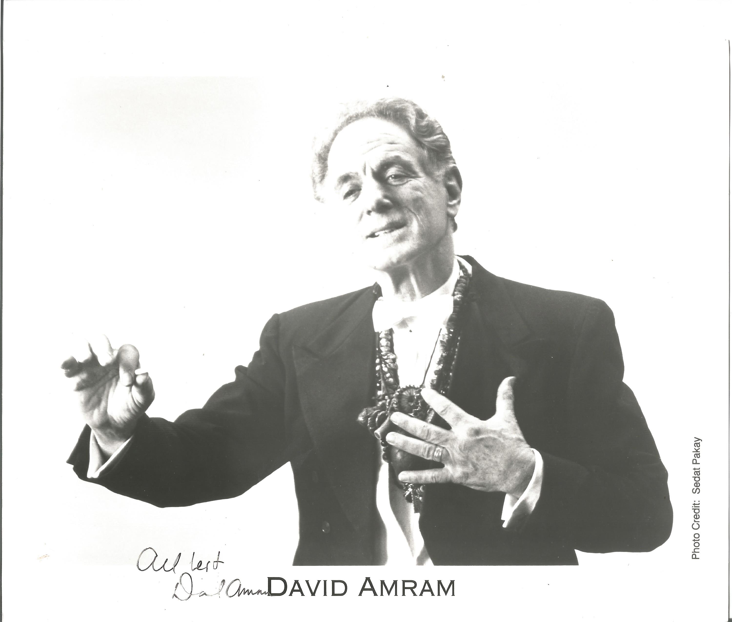 David Amram signed 10x8 black and white photo. Good Condition. We combine postage on multiple
