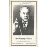 Donald Sinden signed menu. Signed on front cover. (9 October 1923 - 12 September 2014 was an English