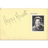 Peggy Mount signed album page. Small black and white photo attached to page. Good Condition. We