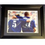 Zinedine Zidane and Ronaldo silver Real Madrid Signed 16 x 12 inch football photo. Good Condition.