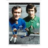 Ron Harris and Peter Bonetti Chelsea Signed 16 x 12 inch football photo. Good Condition. We