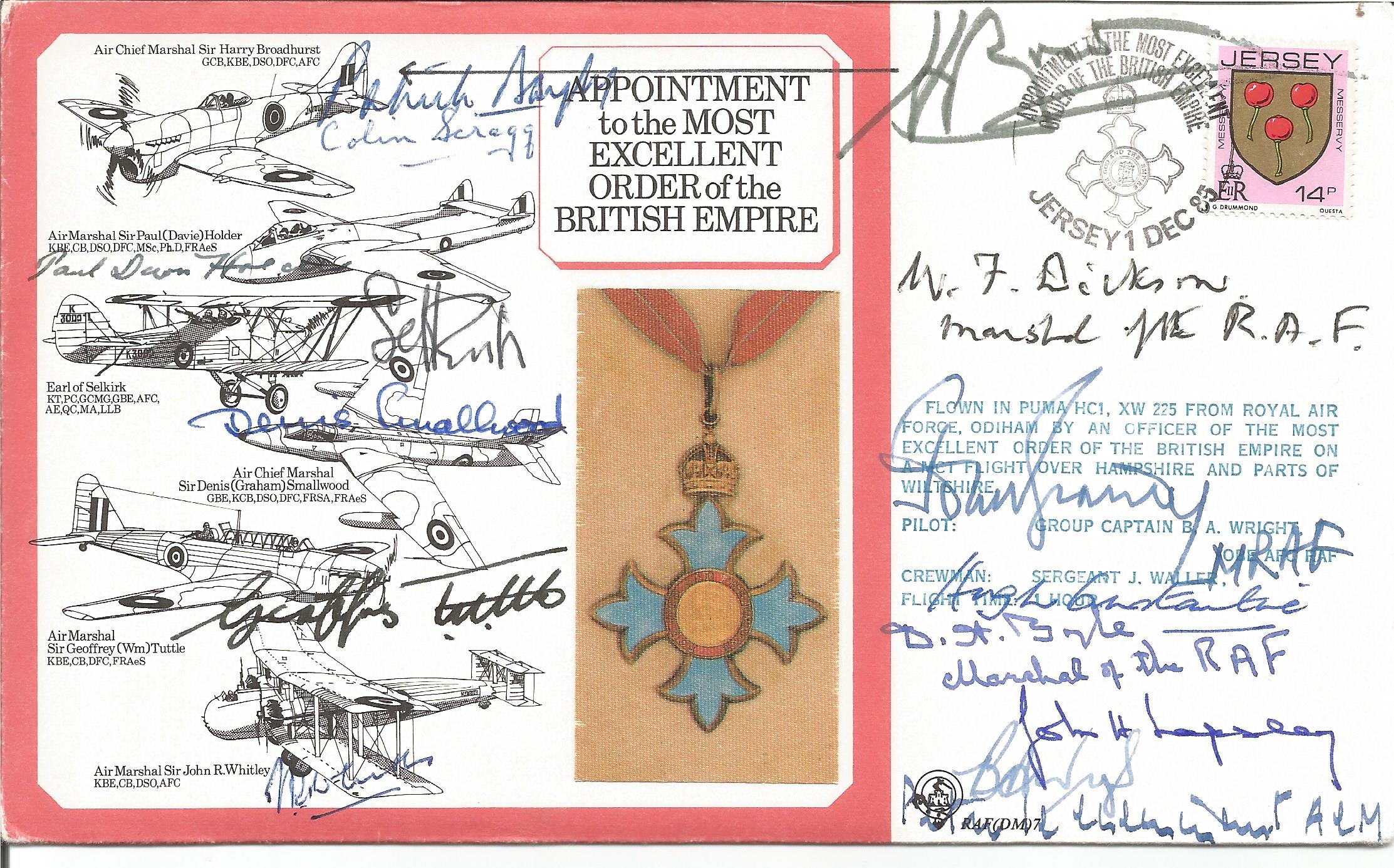 WW2 Award of OBE cover signed by 15 WW2 OBE medal winners. Includes Harry Broadhurst, Patrick Bayly,