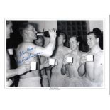 Bert Trautmann Collage Manchester City Signed 16 x 12 inch football photo. Good Condition. We