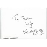 Nicholas Courtney signed album page. Comes with unsigned 6x4 colour photo. Dedicated. Good
