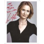 Cynthia Nixon signed 10x8 colour photo. Dedicated. Good Condition. We combine postage on multiple
