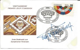 Otto von Habsburg signed 1979 European Parliament Germany FDC, set with corner mounts on A4
