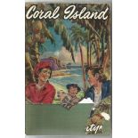 Coral Island by R M Ballantyne. Unsigned hardback book with partial dust cover 299 pages printed