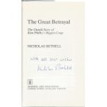 Nicholas Bethell signed on title page of The Great Betrayal. A hardback book in good condition