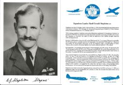 Squadron Leader Basil Gerald Stapleton DFC signed 7x5 black and white photo in uniform complete with