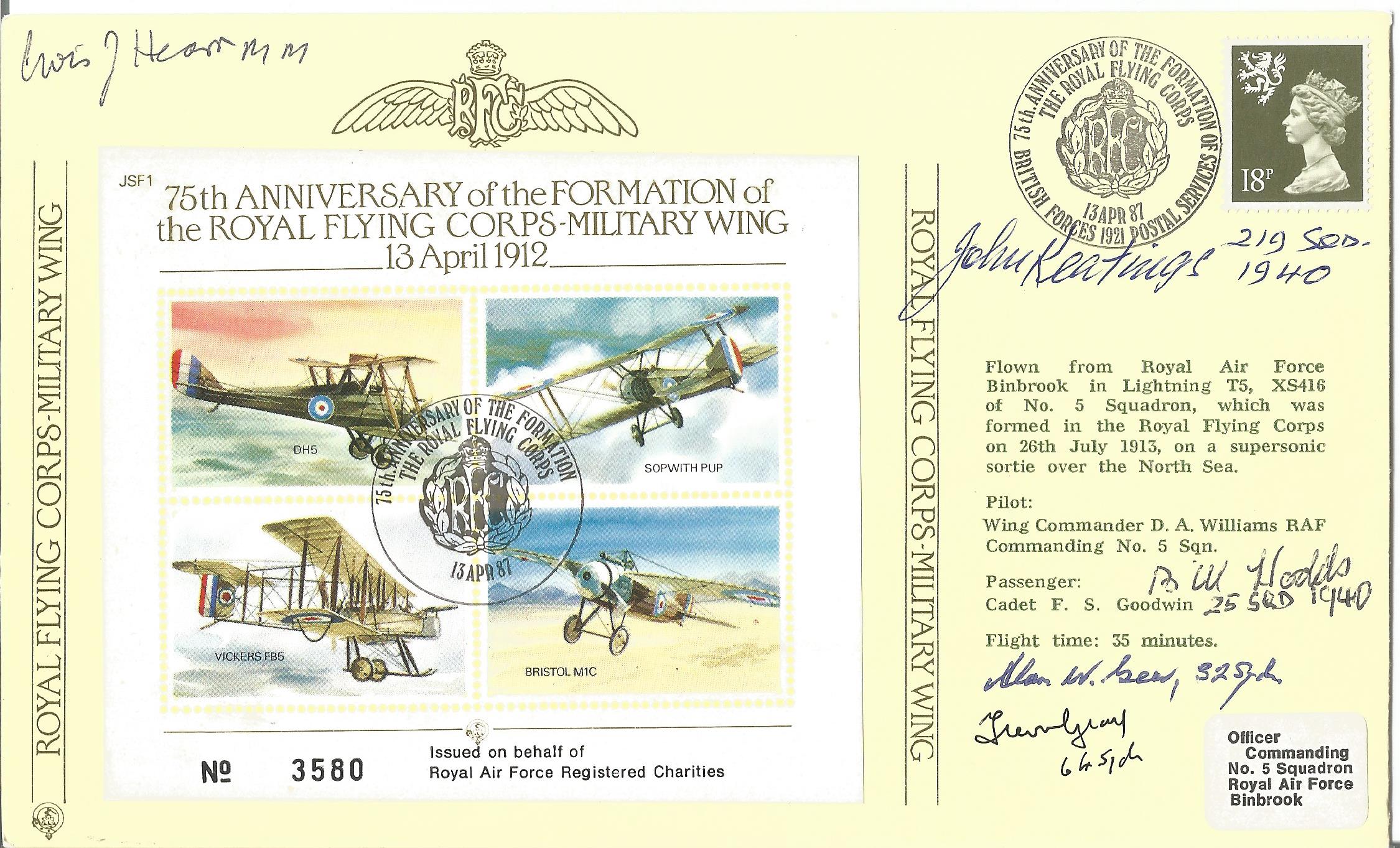 Battle of Britain FDC 75th Anniversary of the formation of the royal flying corps military wing 13th