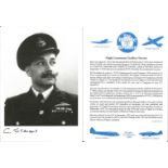 Flight Lieutenant Geoffrey Stevens signed 7x5 black and white photo in uniform complete with bio