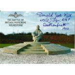 Battle of Britain Memorial Folkestone postcard signed by Donald Jack 7/28 Sqn and 602 Sqn AAF