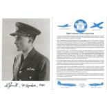 Flight Lieutenant Arthur Joseph Smith signed 7x5 black and white photo in uniform complete with